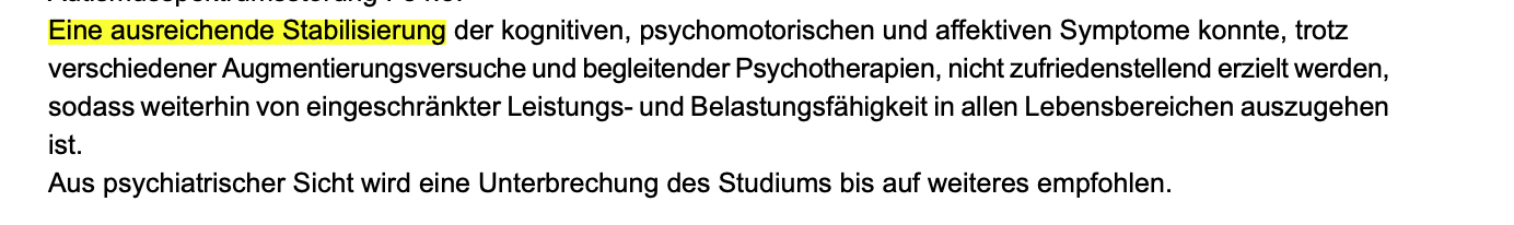 AKH-Bericht, der besagt, dass eine Stabilisierung nicht erreicht werden konnte